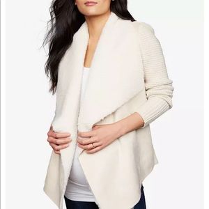 Drape Front Faux Suede Maternity Jacket